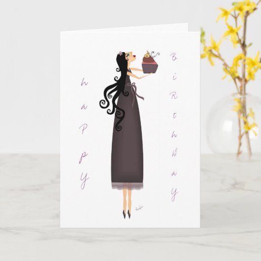 Carte Souhait d'anniversaire (Fleur jaune)