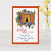 Carte Souhait d'anniversaire vintage (Fleur jaune)