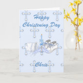 Carte Souhait de baptême de garçons (Fleur jaune)