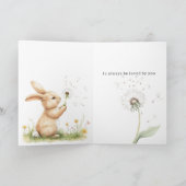 Carte Souhait de fleur de pissenlit de lapin d'amour (Intérieur)