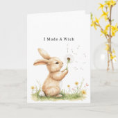 Carte Souhait de fleur de pissenlit de lapin d'amour (Fleur jaune)