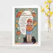 Carte Souhait vintage de Halloween vous étiez ici, (Fleur jaune)