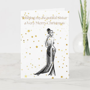 Carte "souhaitant à ma soeur un très joyeux Noël"