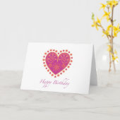 Carte Souhaitant le "joyeux anniversaire" avec le coeur (Fleur jaune)