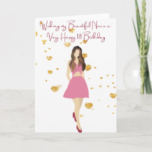 Carte Souhaitez à ma nièce un très heureux 18 anniversai
