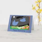 Carte Souhaitez un joyeux anniversaire avec les oiseaux  (Fleur jaune)