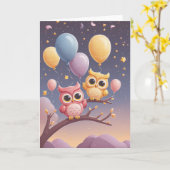 Carte Souhaits chuchotés à un hibou (Fleur jaune)
