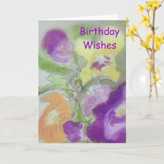 Carte Souhaits d'anniversaire (Fleur jaune)