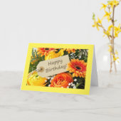 CARTE ***SOUHAITS D'ANNIVERSAIRE*** AVEC DES FLEURS DÉLI (Fleur jaune)