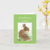 Carte Souhaits d'anniversaire de Somebunny, lapin (Fleur jaune)