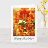 Carte souhaits d'anniversaire de tulipe de rayon de (Fleur jaune)