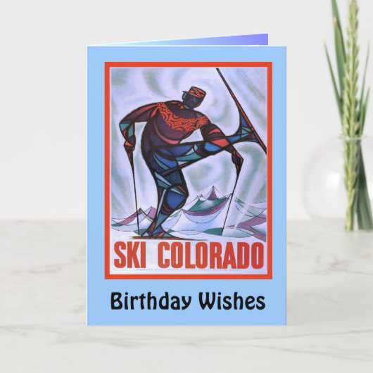 Carte Souhaits d'anniversaire, GSki le Colorado (Devant)