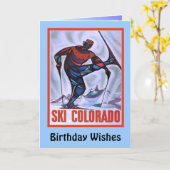 Carte Souhaits d'anniversaire, GSki le Colorado (Fleur jaune)