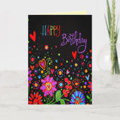 Carte Souhaits d'anniversaire Noir coloré Moderne tendan (Devant)