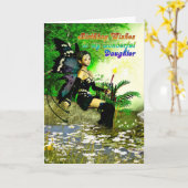 Carte Souhaits d'anniversaire pour une Fille d'une fée (Fleur jaune)