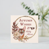 Carte Souhaits d'automne & Baisers Kitty, Salutation d'a (Debout devant)