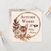 Carte Souhaits d'automne & Baisers Kitty, Salutation d'a (Devant/Arrière en situation)