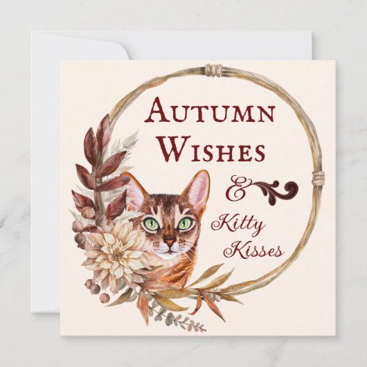 Carte Souhaits d'automne & Baisers Kitty, Salutation d'a (Devant)