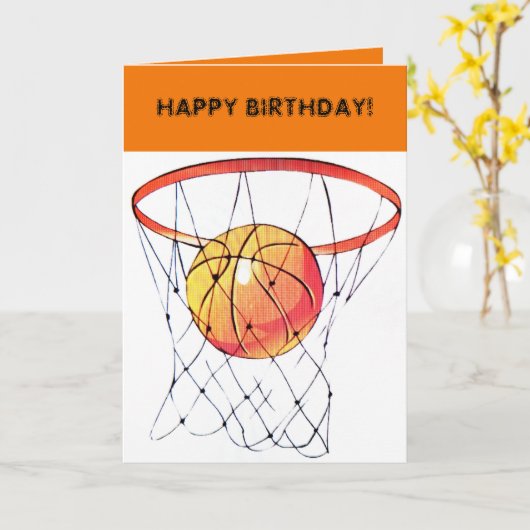 CARTE SOUHAITS DE BASKET-BALL (Fleur jaune)