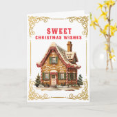Carte Souhaits de Noël doux | Maison en pain d'épices (Fleur jaune)
