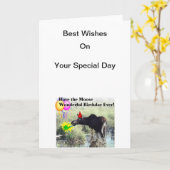 Carte Souhaits d'orignaux sur votre anniversaire (Fleur jaune)