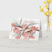 Carte Souhaits printaniers Cerisier rose Arbre en fleurs (Fleur jaune)