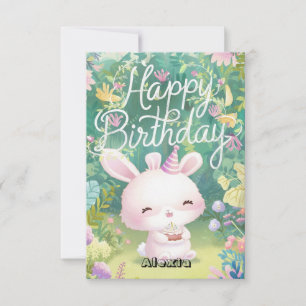 Carte Souhaits simples Bunny Anniversaire numérique
