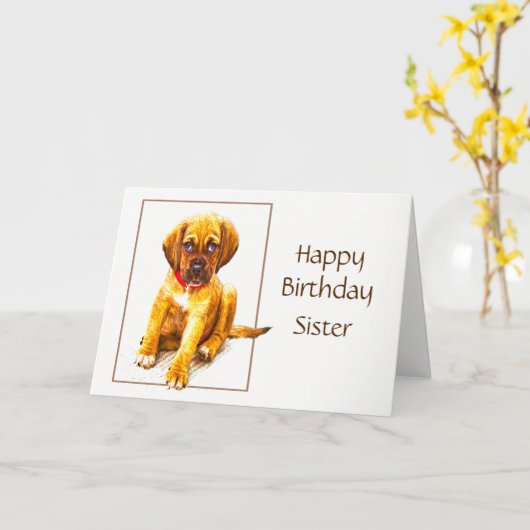 Carte Souhaits spéciaux faits sur commande de chiot de (Fleur jaune)