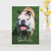 Carte Souriez, pensez à vous, Bulldog (Fleur jaune)