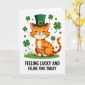 Carte Sourire de Chat Roux Chanceux (Fleur jaune)