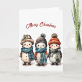 Carte Sourire mignon neigeurs Illustration Noël (Devant)