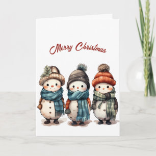Carte Sourire mignon neigeurs Illustration Noël