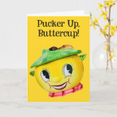 Carte Sourires zestes Citron Visage - Pucker Up (Fleur jaune)