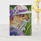 Carte Souris à Bonnet découverte de l'art de l'aquarelle (Fleur jaune)