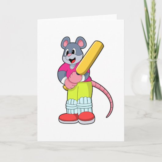 Carte Souris à Cricket avec batte de cricket (Devant)