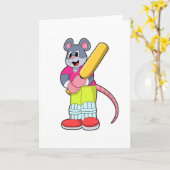 Carte Souris à Cricket avec batte de cricket (Fleur jaune)