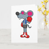 Carte Souris à la boxe avec des gants de boxe (Fleur jaune)