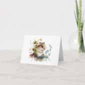 Carte Souris adorable mignonne avec Fleurs BLANC (Devant)