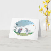 Carte Souris Anniversaire (Fleur jaune)