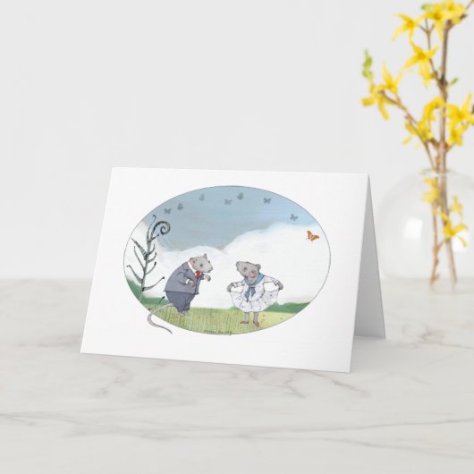 Carte Souris Anniversaire (Fleur jaune)