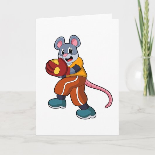 Carte Souris au baseball avec gant de baseball (Devant)