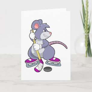 Carte Souris au hockey sur glace avec Bâton de hockey su