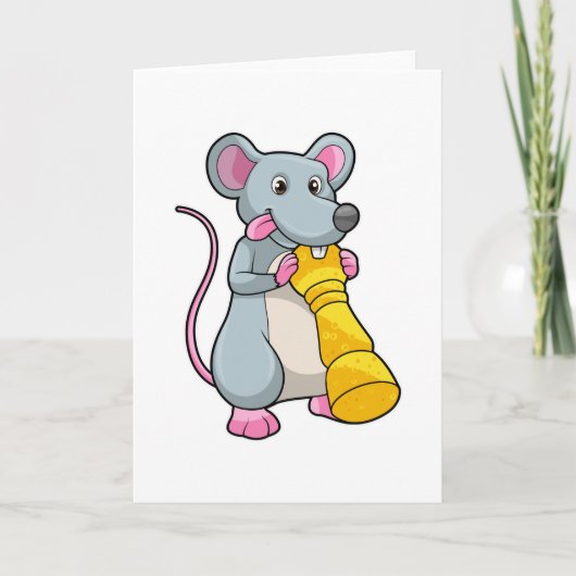Carte Souris aux échecs avec pièce d'échecs Pawn (Devant)