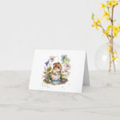 Carte Souris avec flaque et fleurs BLANC (Fleur jaune)