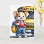 Carte Souris Avec Le Bus De L'École Jaune (Fleur jaune)