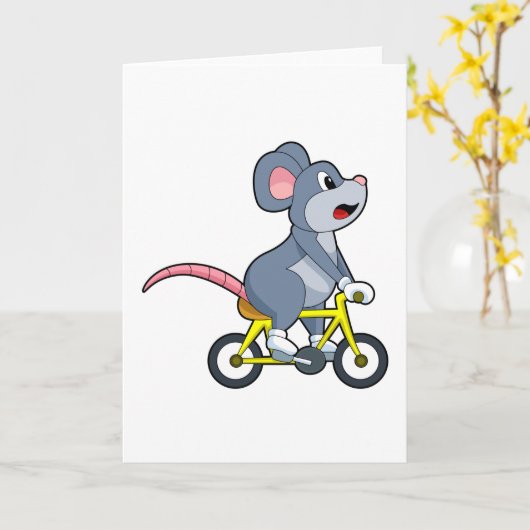 Carte Souris avec vélo (Fleur jaune)