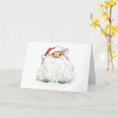 Carte Souris Barbe de Père Noël (Fleur jaune)