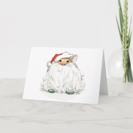 Carte Souris Barbe de Père Noël (Devant)
