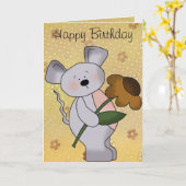 Carte Souris Bithday de pays (Fleur jaune)