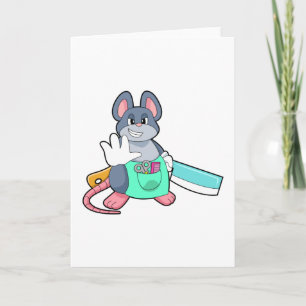 Carte Souris comme coiffeur avec ciseaux et comble